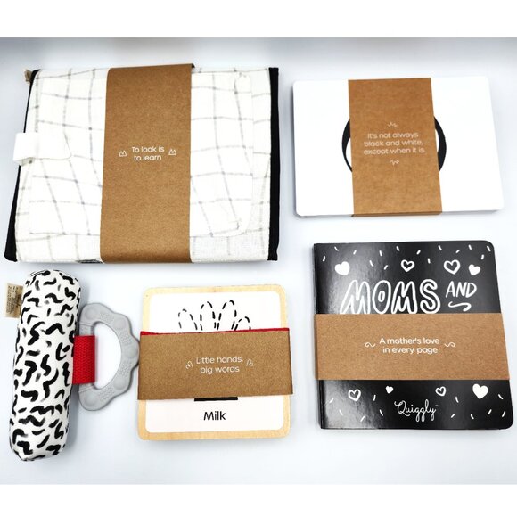 Quiggly High Contrast Baby Toy Set - Black and White Newborn Sensory Toys ,0-6m - Picture 3 of 16